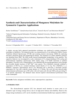 Synthesis and Characterization of Manganese Molybdate for Symmetric Capacitor Applications ELECTROCHEMICAL SCIENCE
