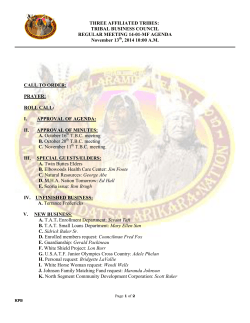 THREE AFFILIATED TRIBES: TRIBAL BUSINESS COUNCIL REGULAR MEETING 14-01-MF AGENDA