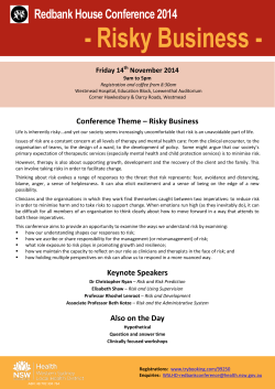 - Risky Business -  Redbank House Conference 2014 Friday 14