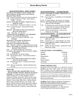 MASS INTENTIONS &ndash; HOLY FAMILY