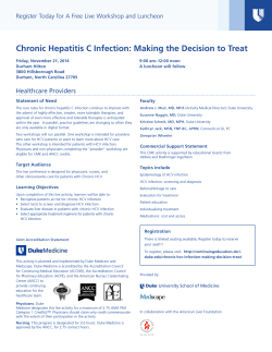 Chronic Hepatitis C Infection: Making the Decision to Treat Register	Today	for	A	Free	Live	Workshop	and	Luncheon