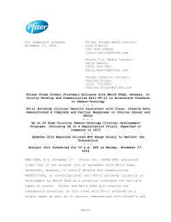 For immediate release: Pfizer Europe Media Contact: November 17, 2014