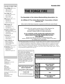 THE FORGE FIRE  The Newsletter of the Indiana Blacksmithing Association, Inc. -