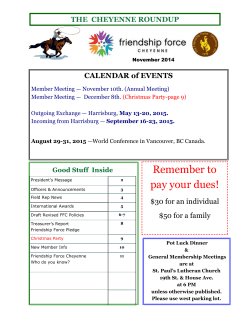 CALENDAR of EVENTS  THE  CHEYENNE ROUNDUP