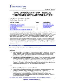 DRUG COVERAGE CRITERIA – NEW AND THERAPEUTIC EQUIVALENT MEDICATIONS  PHARMACY 179.65 T2