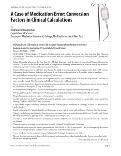 A Case of Medication Error: Conversion Factors in Clinical Calculations