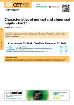 CET Characteristics of normal and abnormal pupils – Part 1 1 CET POINT