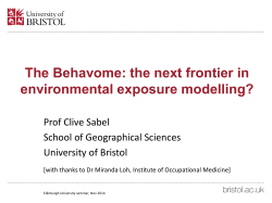 The Behavome: the next frontier in environmental exposure modelling? Prof Clive Sabel