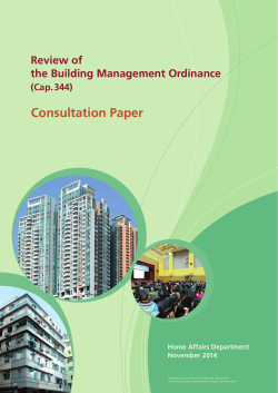 Consultation Paper Review of the Building Management Ordinance (Cap.344)