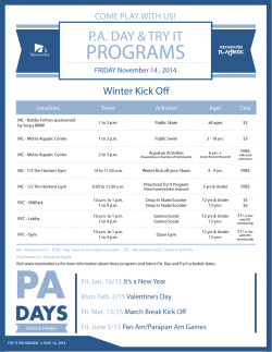 PROGRAMS  P.A. DAY &amp; TRY IT Winter Kick Off