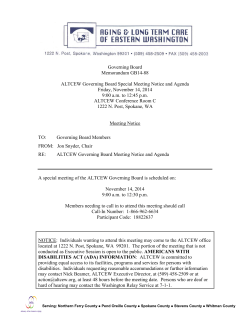 Governing Board Memorandum GB14-88 ALTCEW Governing Board Special Meeting Notice and Agenda