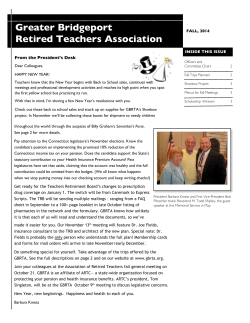 Greater Bridgeport Retired Teachers Association From the President’s Desk