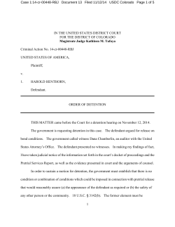 Case 1:14-cr-00448-RBJ   Document 13   Filed 11/12/14 ...  IN THE UNITED STATES DISTRICT COURT