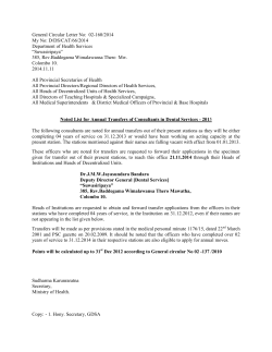 General Circular Letter No:  02-160/2014 66/2014 My No: D/DS/CAT/