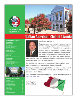 Italian American Club of Livonia IACL neWsLetter nOVeMBer 014 UPcoming events
