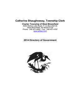 Catherine Shaughnessy, Township Clerk Charter Township of West Bloomfield