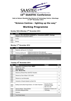 16 SAASTEC Conference Working Programme