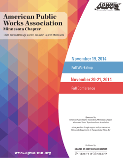 American Public Works Association November 19, 2014 November 20-21, 2014