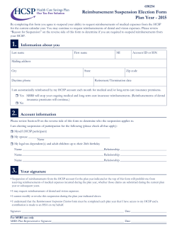 Reimbursement Suspension Election Form Plan Year - 2015 650254
