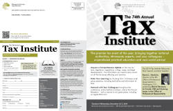 Tax Institute Tax Institute The 74th Annual