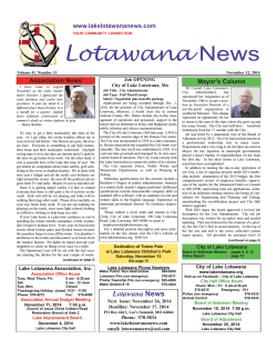 Lotawana www.lakelotawananews.com Mayor&rsquo;s Column