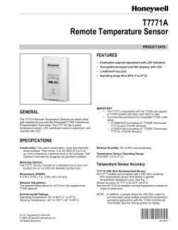 T7771A Remote Temperature Sensor FEATURES PRODUCT DATA