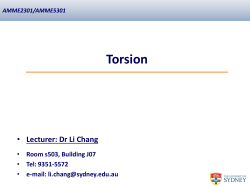 Torsion Lecturer: Dr Li Chang  Room s503, Building J07