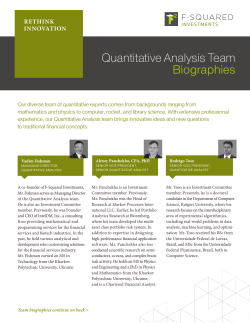 Quantitative Analysis Team Biographies RETHINK INNOVATION
