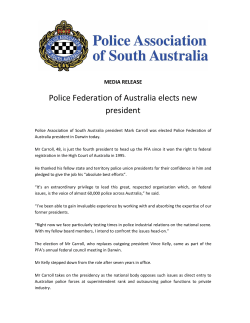Police Federation of Australia elects new president MEDIA RELEASE