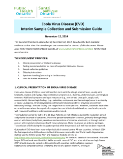 Ebola Virus Disease (EVD) Interim Sample Collection and Submission Guide