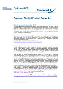 Fact sheet BPR European Biocidal Product Regulation