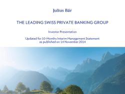 THE LEADING SWISS PRIVATE BANKING GROUP