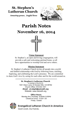 Parish Notes November 16, 2014 St. Stephen’s