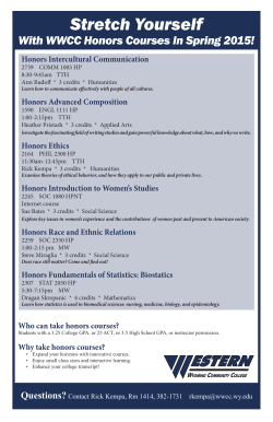 Stretch Yourself With WWCC Honors Courses In Spring 2015! Honors Intercultural Communication