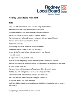 Rodney Local Board Plan 2014 Mihi