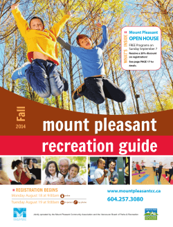 mount pleasant recreation guide Fall 604.257.3080