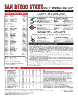 SAN DIEGO STATE WOMEN’S BASKETBALL GAME NOTES