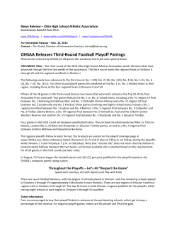 OHSAA Releases Third‐Round Football Playoff Pairings  News Release – Ohio High School Athletic Association 