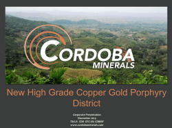 New High Grade Copper Gold Porphyry District Corporate Presentation November 2014