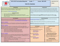 2014-2015 Curriculum Blueprint        ... Course:  MJ2 ADV Unit #14:  Functions