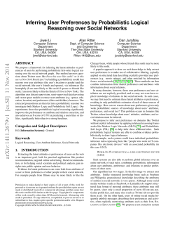 Inferring User Preferences by Probabilistic Logical Reasoning over Social Networks Jiwei Li