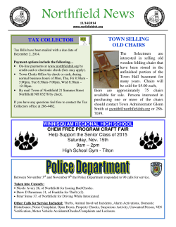 Northfield News  TAX COLLECTOR TOWN SELLING