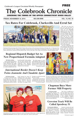 The Colebrook Chronicle Tax Rates For Colebrook, Clarksville And Errol Set FREE