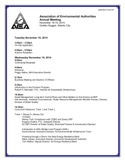 Association of Environmental Authorities  November 18-19, 2014 Golden Nugget, Atlantic City