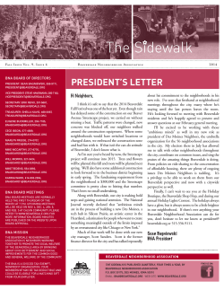 PRESIDENT’S LETTER BNA BOARD OF DIRECTORS Fall Issue Vol. 9, Issue 4