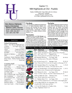 2014 New Mexico Highlands Schedule New Mexico Highlands Sports Information School Information