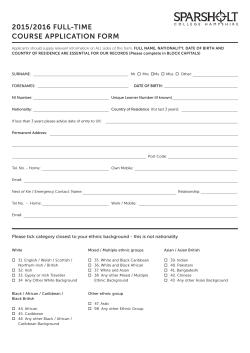 2015/2016 FULL-TIME COURSE APPLICATION FORM