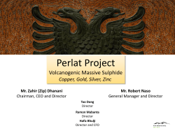 Perlat Project Volcanogenic Massive Sulphide Copper, Gold, Silver, Zinc Mr. Zahir (Zip) Dhanani