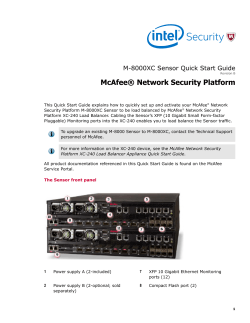 ® Network Security Platform McAfee M-8000XC Sensor Quick Start Guide