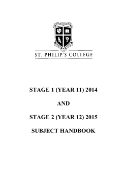 STAGE 1 (YEAR 11) 2014 AND STAGE 2 (YEAR 12) 2015